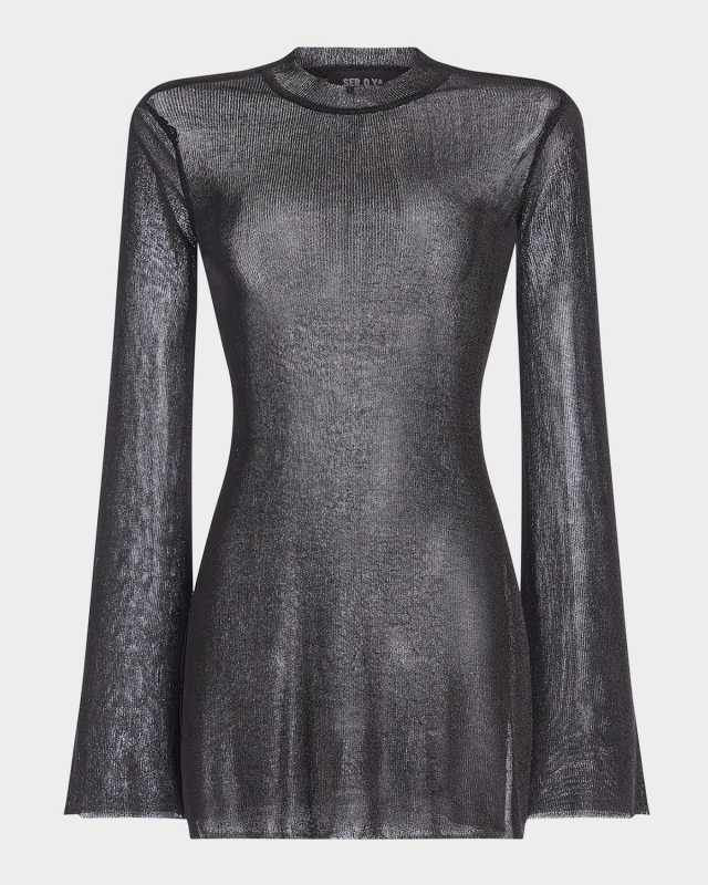 Ines Longline Metallic Knit Top